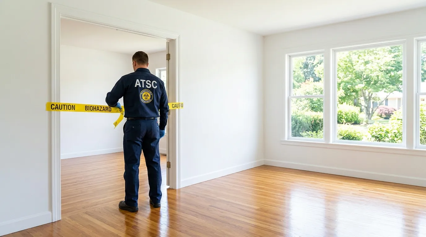 Certified biohazard cleanup crew performing Decomposition Cleanup in Fletcher